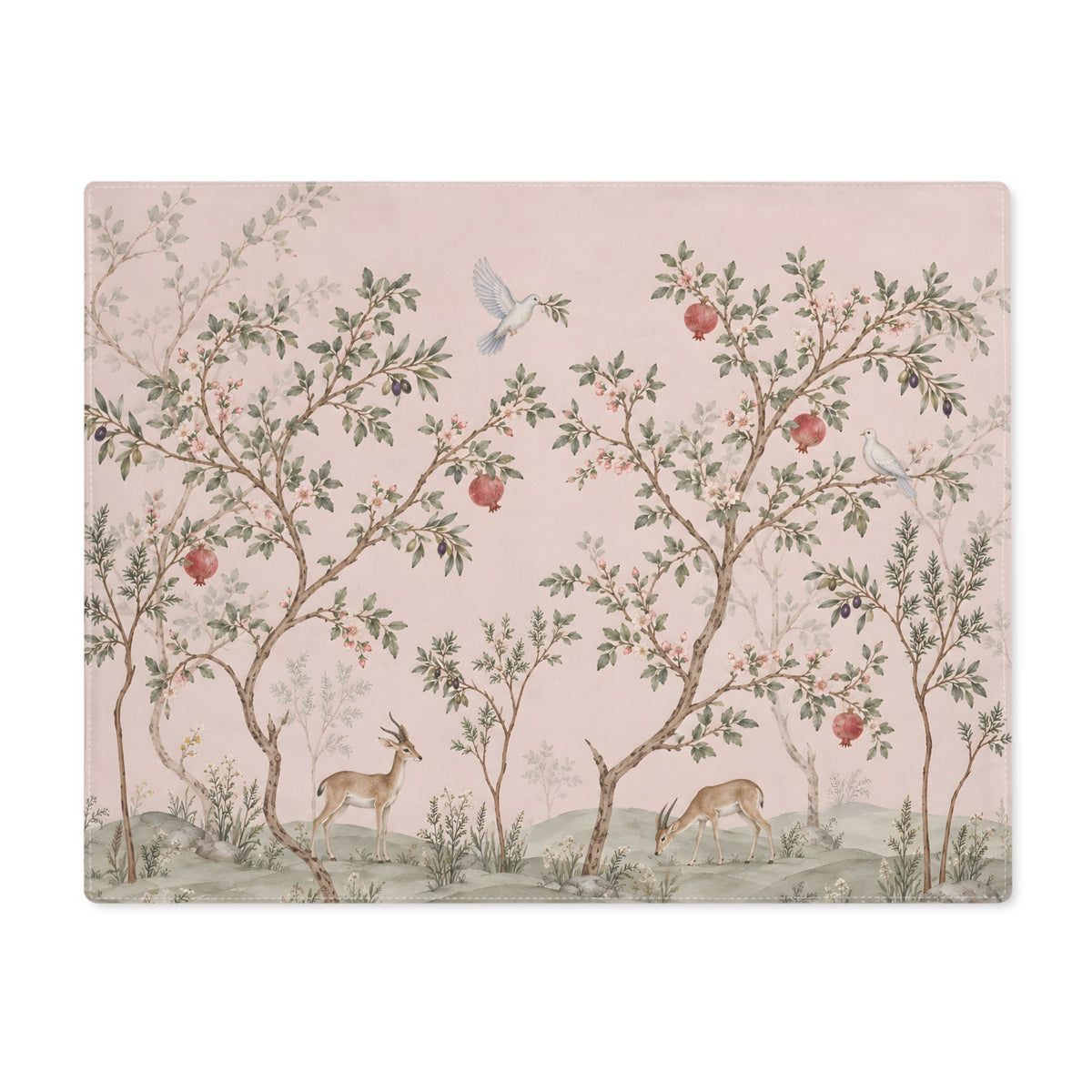 Challah Cover | Pink Chinoiserie Gazelle & Pomegranate | Shabbat Table Decor | Modern Judaica Gift