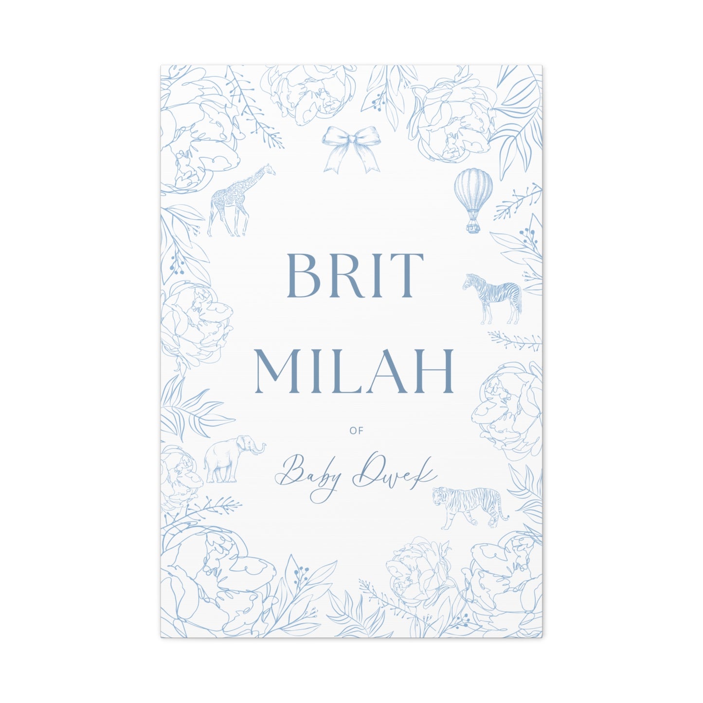 Custom Brit Milah Welcome Sign — Toile Animal