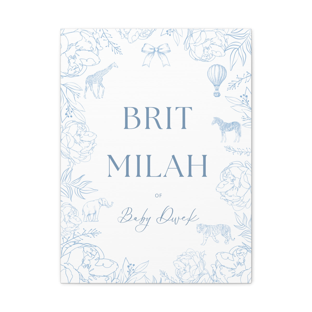 Custom Brit Milah Welcome Sign — Toile Animal