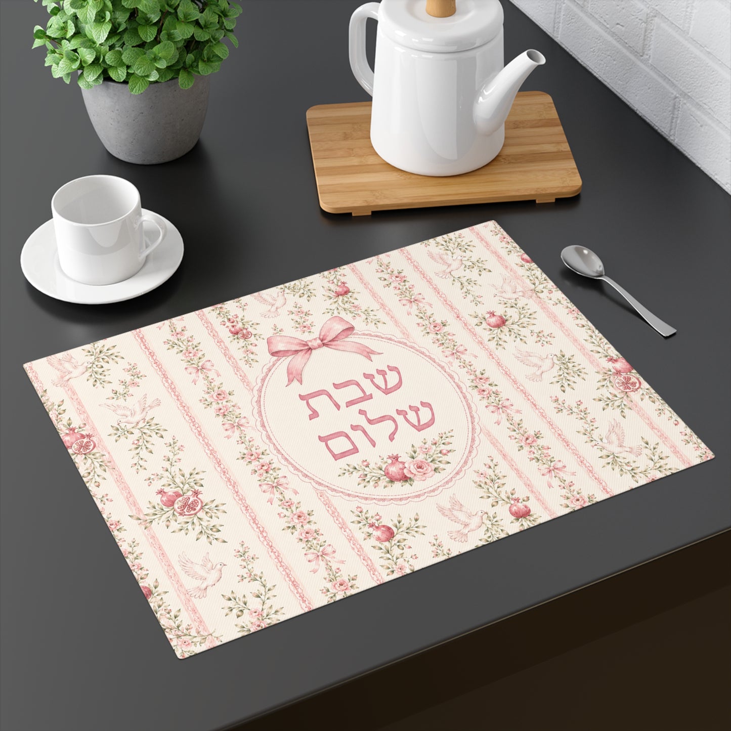 Pink Floral Dove Challah Cover