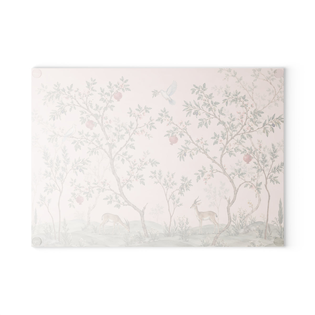 Challah Board & Menorah Drip Tray | Pink Chinoiserie Glass Tray | Shabbat & Hanukkah Judaica Gift