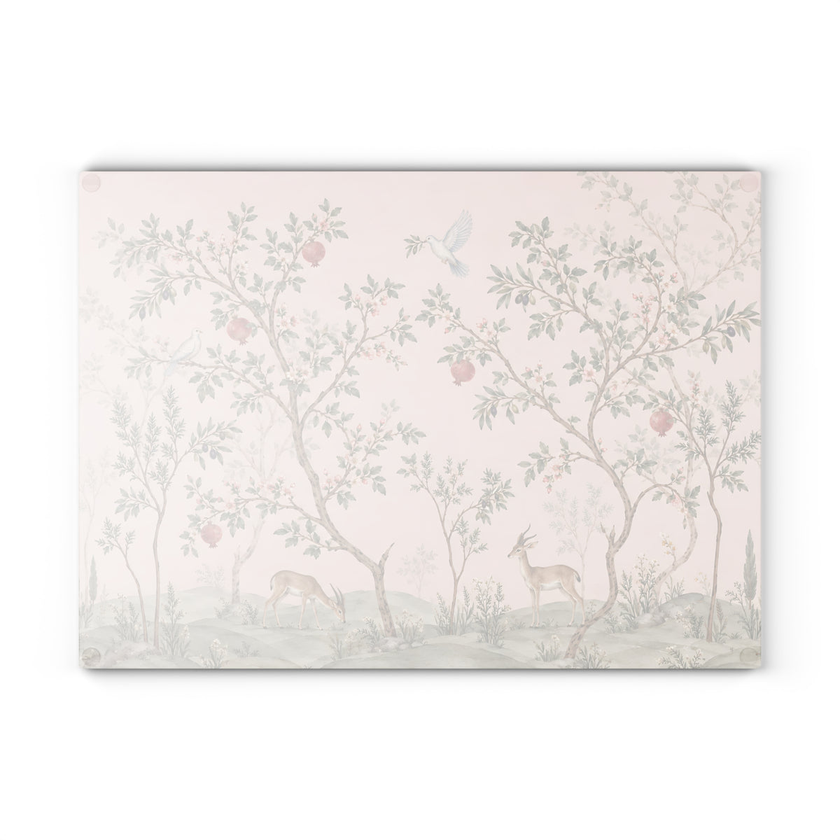 Challah Board & Menorah Drip Tray | Pink Chinoiserie Glass Tray | Shabbat & Hanukkah Judaica Gift