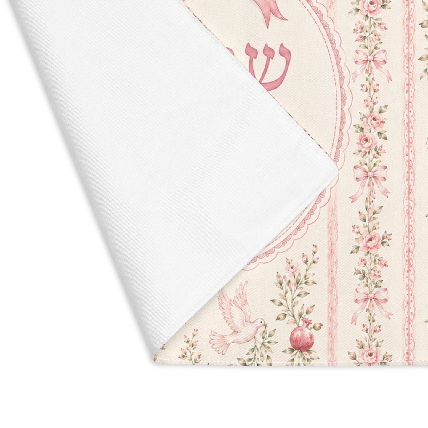 Pink Floral Dove Challah Cover