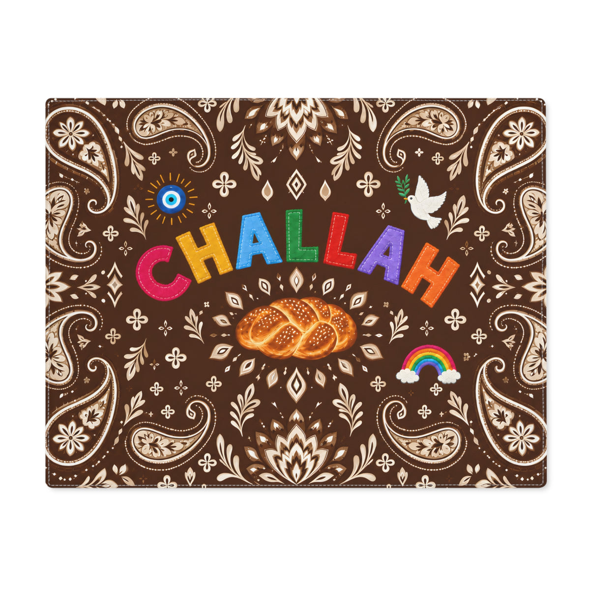 Challah Cover | Brown Paisley | Shabbat & Hanukkah Judaica Gift