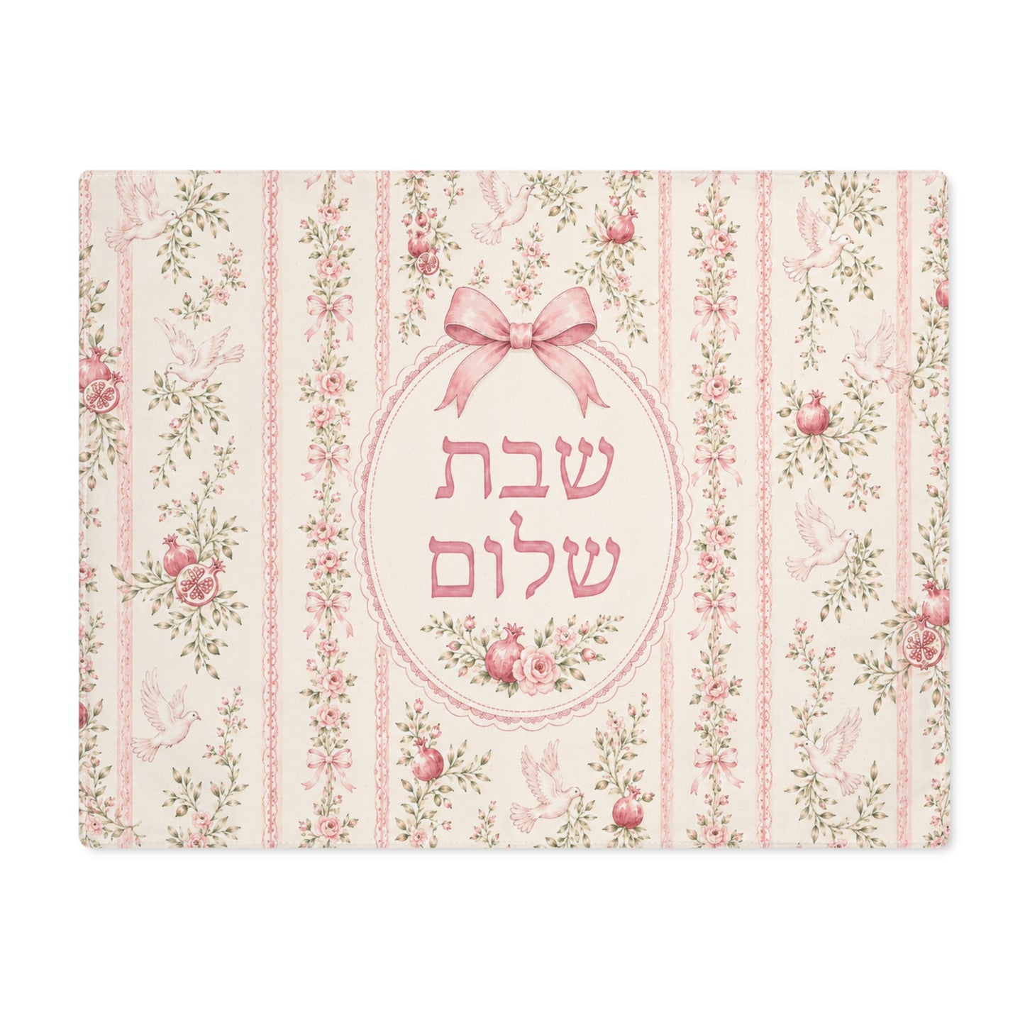 Pink Floral Dove Challah Cover
