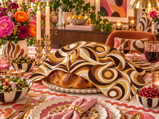 Mod Swirl Challah Cover - Brown