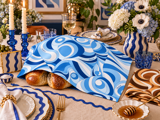 Mod Swirl Challah Cover - Blue