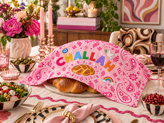 Bandana Paisley Challah Cover — Pink