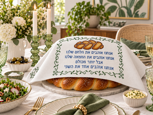 Bread & Butter Challah Cover — Hebrew